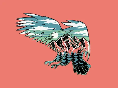 Eagle with landscape illustration artwork eagle illustration illustrator