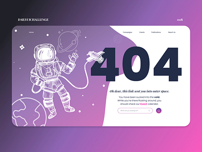 DailyUI 008 - 404 Page adobe xd daily ui 008 dailyui dailyuichallenge design dribbble prompt shot ui ux web design