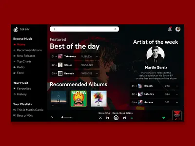 Topsify music music player spotify uidesign webdesign
