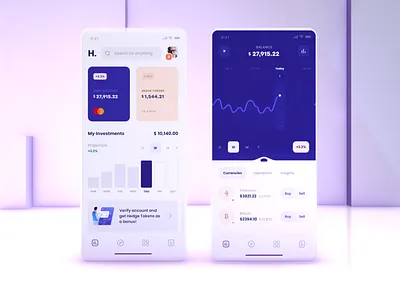 Crypto Investment Wallet banking bitcoin blockchain clean crypto crypto currency crypto wallet cryptocurrency defi finance interface investment minimalistic mobile ui ux wallet
