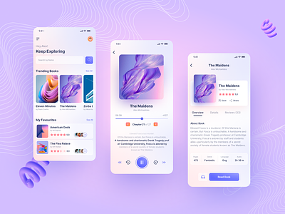 Reading Mobile App 3d app app design applicaiton applicationdesign audiobook book design illustration mobiledesign mobileui mobileux purple readingapp typography ui uielements uiux ux uxui