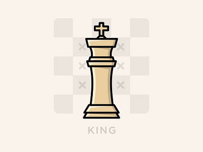 Chess King 🎲 2d artwork chess chess piece chessboard chesspiece design dribbble flat illustration king lineart tactics vector