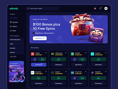 Casino Affiliate Website affiliate affiliate marketing betting bonus casino casino online gambling minimal slots ui ux web