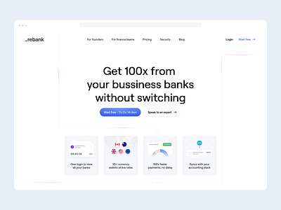 _Rebank website redesign app banking banking app clean fintech hero homepage illustration landing page redesign saas saas website ui ui design ux design website