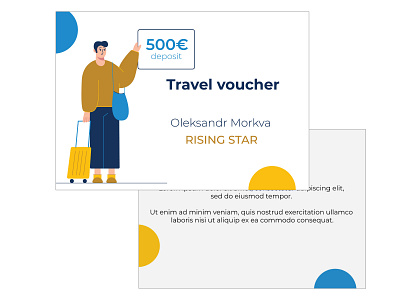 Travel voucher with character 2d art character characterdesign company company branding design digital digital painting flat illustration travel vector vector illustration voucher