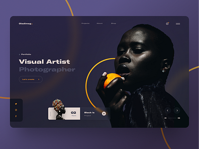 Photographer Portfolio Website dark dark ui design glass glassmorphism interface orange photographer photography portfolio purple ui ui design uidesign ux web website