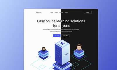 U-BOX Landing Page clean ui dailyui dailyuichallenge dark dark app dark mode dark theme dark ui design education education website illustration learning light light theme logo logo design ui uiux web