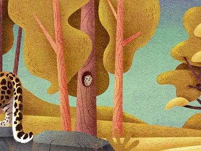 Russia forest illustration leopard russia