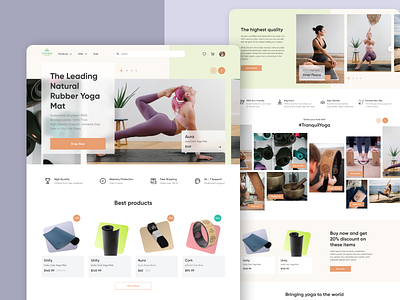 Tranquil Yoga accessories app branding design fitness mat ui ux web website yoga