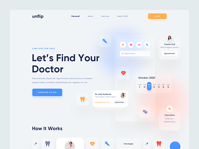 Medical App Landing Page clean ui clinic doctor doctor app doctor appointment header design header exploration health health app health care healthcare hospital hospital app landing page medical medical app medical care minimalist patient app website