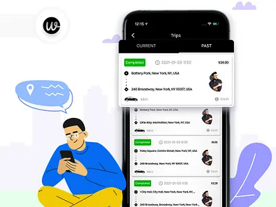 Wooberly 'Trips' Feature app design graphic design