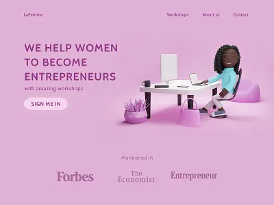 LaFemme 👩🏿 3d black black lives matter black woman blender cute design illustration illustrator landing page landingpage library resources threedee ui web website