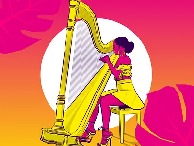 Madison Calley the harpiest adobe illustrator design harpiest illustration line art music music player