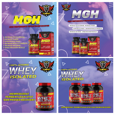 IG Post for muscle supplements Power Mania Project design feed instagram post story