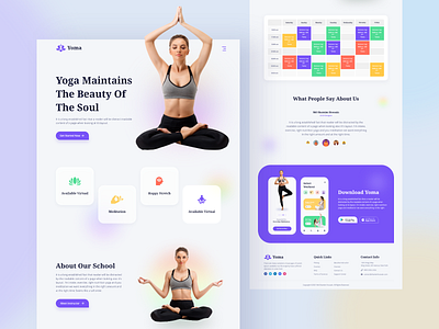 Yoga Landing Page Web UI agency landing page best shot 2021 clean ui dashboard fitness app fitness website header exploration illustration landing page design landingpage md shamim hossain mobile ui popular shot ui ui design ux website design yoga yoga app yoga website