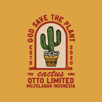 god save the plant availabledesign badgedesign badges cactus cactus illustration design designforsale illustration logoforsale plant tshirtdesign vintage badge vintage design vintage illustration vintage logo
