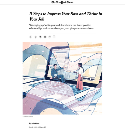 Managing Up covid19 editorial illustration illustration newyorktimes nyt virtualwork wfh workspace