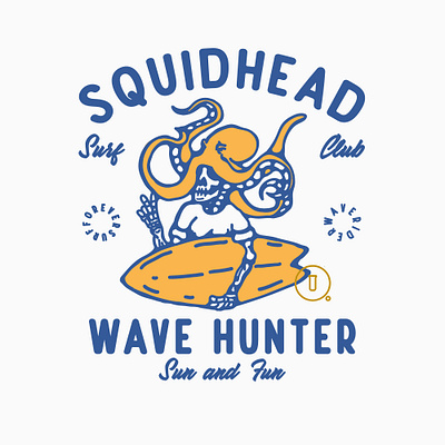 squidhead availabledesign badgedesign badges designforsale illustration logoforsale skull squid surf surfing tshirtdesign vintage badge vintage design vintage illustration vintage logo
