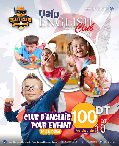 Flyer club anglais - English Club Flyer activities anglais club design enfants english flyer flyer template kids school