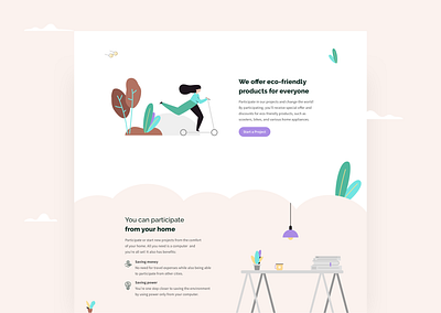 Greener: A solution to responsible living colors design eco ecology flat illustration landing page minimal minimalistic modern typography ui uiux ux