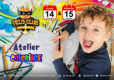 Affiche Club coloriage - Coloring Club poster V3 animation centre de loisir club coloriage coloring evenement event kid kids leisure park