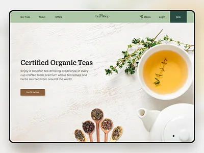 Tea Shop | Landing page design branding concept e commerce design e commerce shop ecommerce landing page design minimal tea ui ui design uidesign uidesigner uiux ux design web web design website design