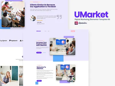 UMarket - Digital Marketing Elementor Template Kit agency business clean corporate creative design elementor gallery marketing modern portfolio professional responsive template kit