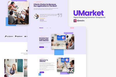 UMarket - Digital Marketing Elementor Template Kit agency business clean corporate creative design elementor gallery marketing modern portfolio professional responsive template kit