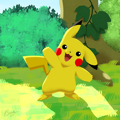 Pikachu!! digital painting fan art light painted painting pikachu pokemon