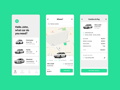 Electric Car Rental App booking app car app design car booking app car rental app checkout ios app clean app design electric cars human interaction design human interface guidelines ios app design ios guidelines mobile mobile app mobile app design mobile app designer mobile design