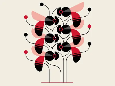 Fly Trap abstract design black design geometric illustration insects patterns red trufcreative vector