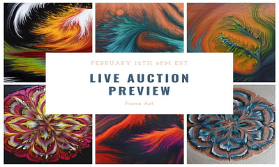 LIVE Auction preview ~ Join me on Friday, February 12th 2021 at abstract acrylic acrylic paint art auction design flower live paintings pouring tutorial