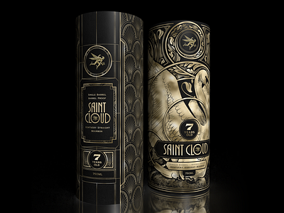 Saint Cloud Mailing Tubes alcohol art noveau artdeco bourbon brand identity branding illustration package packaging unboxing whiskey whisky