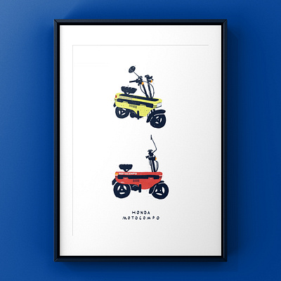 Motocompo Poster honda illustration japan moped motorcycle procreate scooter spot illustration