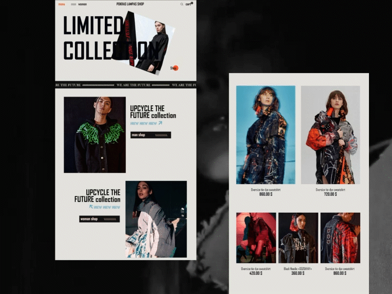 Fashion website-POKRAS LAMPAS SHOP design ecommerce minimal portfolio typography ui ux web