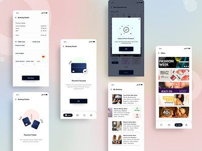 Raaha - Salon App app design flat illustration illustrator minimal typography ui ux web