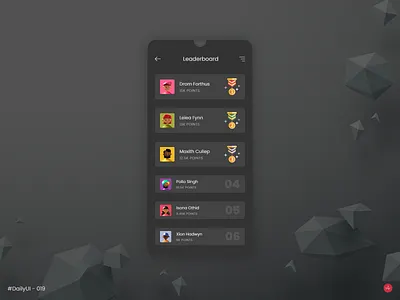 Leaderboard - #DailyUI #019 - Design Challenge 019 daily 100 challenge daily ui daily ui 019 daily ui challenge dailyui dailyui019 dailyuichallenge leaderboard leaderboards ui ui ux ui daily 019 ui daily challenge ui design uidaily uidaily019 uidailychallenge uidesign