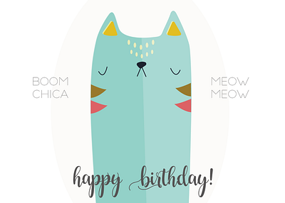 Boom chica meow meow birthday card card design cats illustration vector