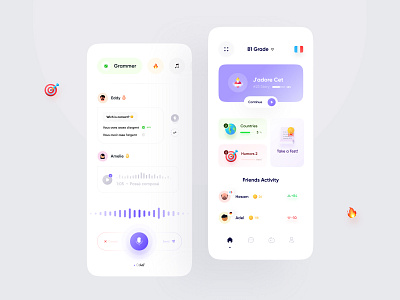 Lingo 📚 Language learning app chat app clean ui conversation course courses doulingo education flexi french language language app language learning learning learning app learning english minimalism study test voice assistant voice chat