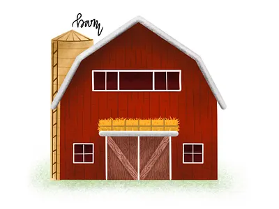 inktober day13: barn barn challenge country gradient halloween house illustration inktober procreate texture