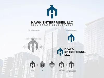 Hawk Enterprises adobe animal branding design elegant hawk illustrator logo logodesign monogram realestate realestatelogo vector