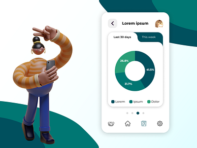 #DailyUI 018 3d analytics chart app clean ui dailyui dailyuichallenge design figma illustration minimal mobile app mobile design mobile ui ui ux