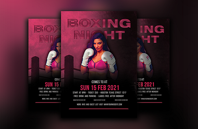 BOXING POSTER | BOXING FLYER adobe photoshop ai black boxing boxing flyer brand branding creative design flyer flyer template party flyer pink poster psd resling sports sports flyer sports poster