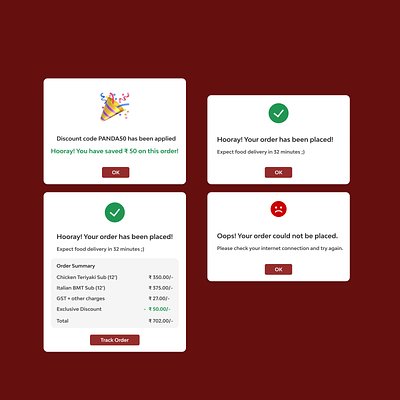Flash Message cards dailyui dailyuichallenge figma flash message swiggy uidesign zomato