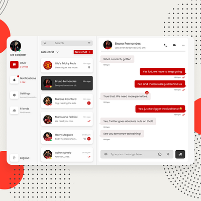 Messaging App appdesign brunofernandes dailyui dailyuichallenge figma manchesterunited messaging webdesign