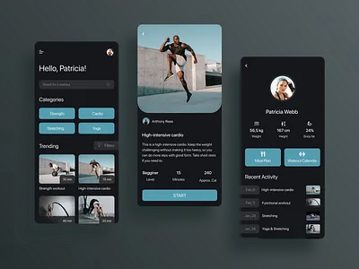 Fitness App Mobile Design daily 100 challenge daily ui dailyui fitness fitness app fitness center fitness club ui ux uidesign uiux web design webdesign