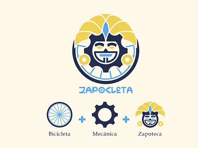 Zapocleta logo - explanation bicicleta branding bycicle logo maya mechanic repair zapotec