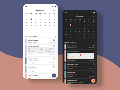 DailyUI 038 : Calendar apps calendar calendar app daily ui dailyui dailyuichallenge dark design app light mobile apps mobile design ui ux design user interface design web design