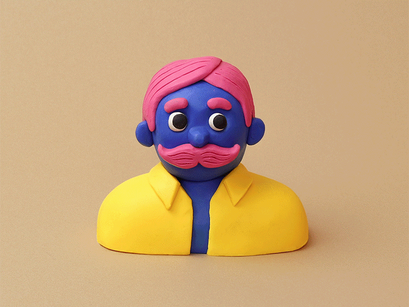 Moustache Eyes 3d 3d animation animated gif animation animation design animator art direction character design claymation colour palette conceptual illustration gif moustache polymer clay prop styling stop motion stop motion animation