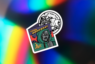 MF Doom Holographic Sticker adobe illustrator adobe illustrator draw stickers vector